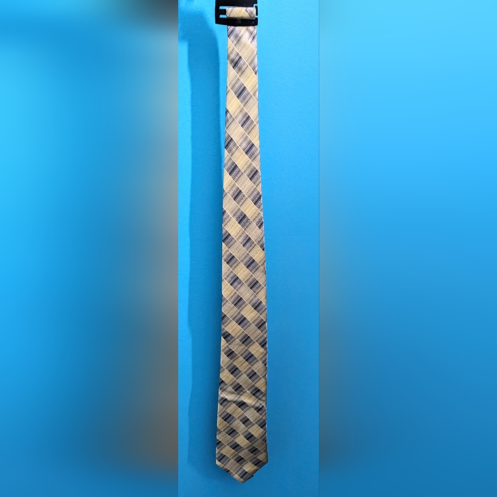 Bugatti Silk Blue, Yellow, and Green Plaid Striped Tie